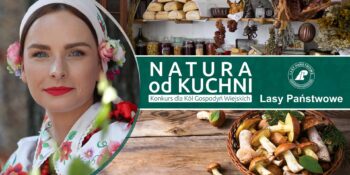 Plakat Koła Gospodyń Wiejskich promują zdrową żywność z polskich lasów