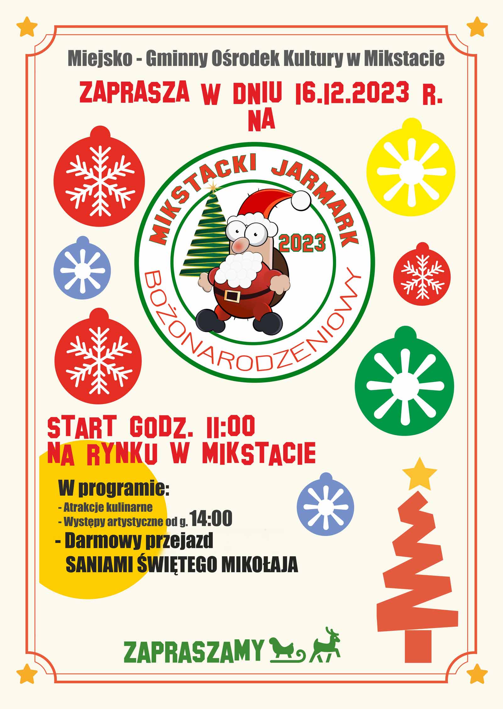 Bożonarodzeniowy Jarmark w Mikstacie 16.12.23