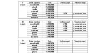 Harmonogram sierpniowy ORLIK