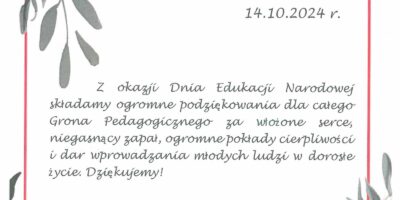 Życzenia z okazji Dnia Edukacji Narodowej