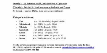 Zaproszenie na XXVII MISTRZOSTWA POWIATU OSTRZESZOWSKIEGO ZRZESZENIA LUDOWYCH ZESPOŁÓW SPORTOWYCH W TENISIE STOŁOWYM dnia 23.11.2024 roku w hali sportowej przy Szkole Podstawowej w Czajkowie