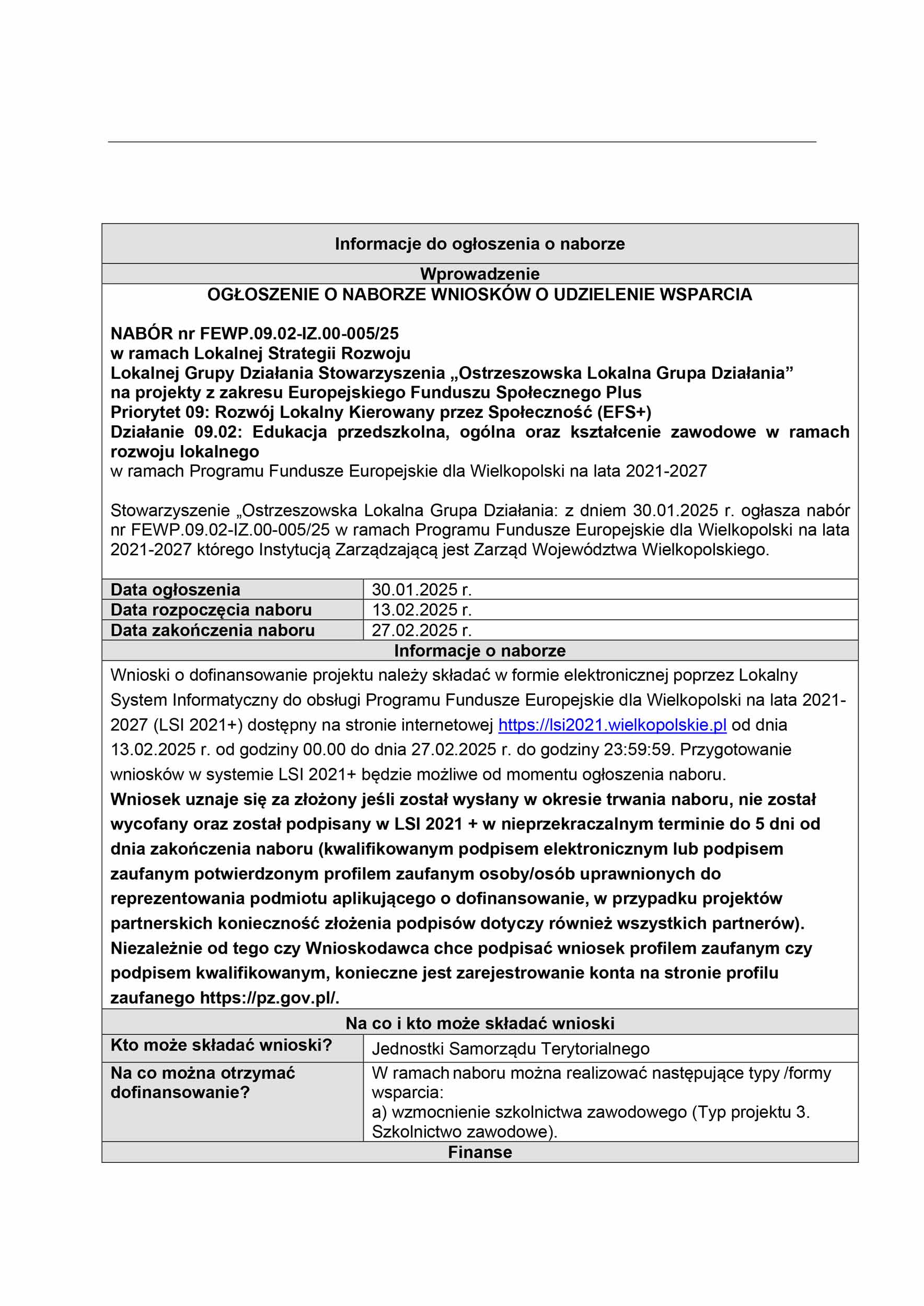 Ogłoszenie o naborze nr FEWP.09.02-IZ.00-005/25 (EFS+)