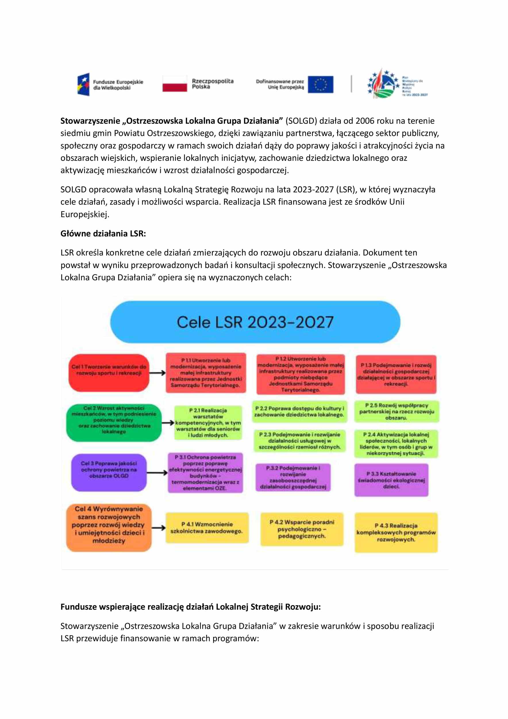 Informacja o Stowarzyszeniu „Ostrzeszowska Lokalna Grupa Działania”