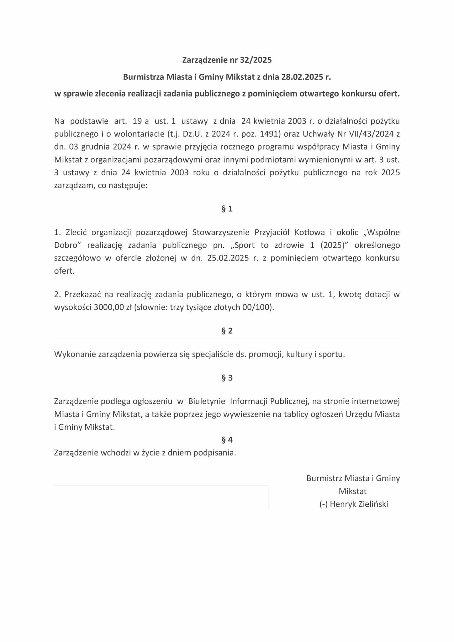 Zarządzenie nr 32/2025 