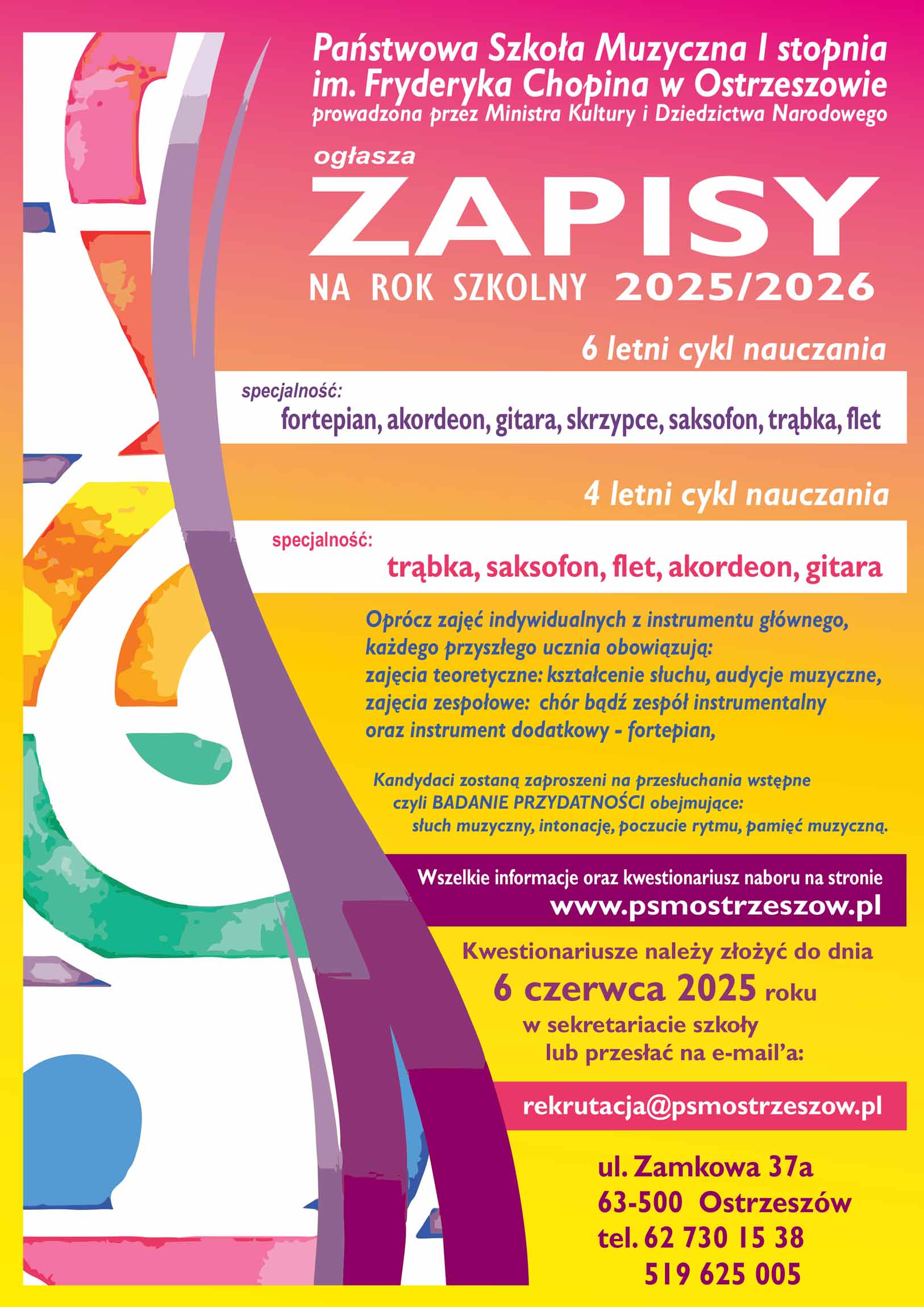 Zapisy do Szkoły Muzycznej w Ostrzeszowie

