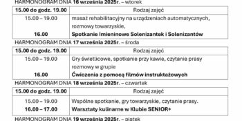 Harmonogram Klubu Senior+
