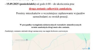 Zamknięcie drogi Kotłów - Kaliszkowice Ołobockie