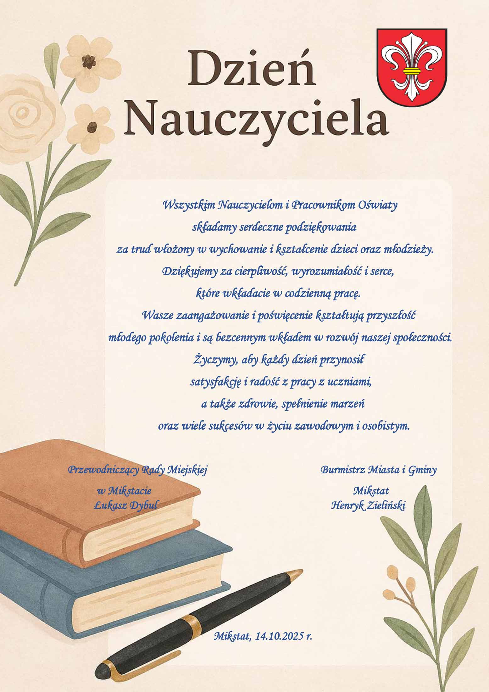 Życzenia z okazji Dnia Nauczyciela