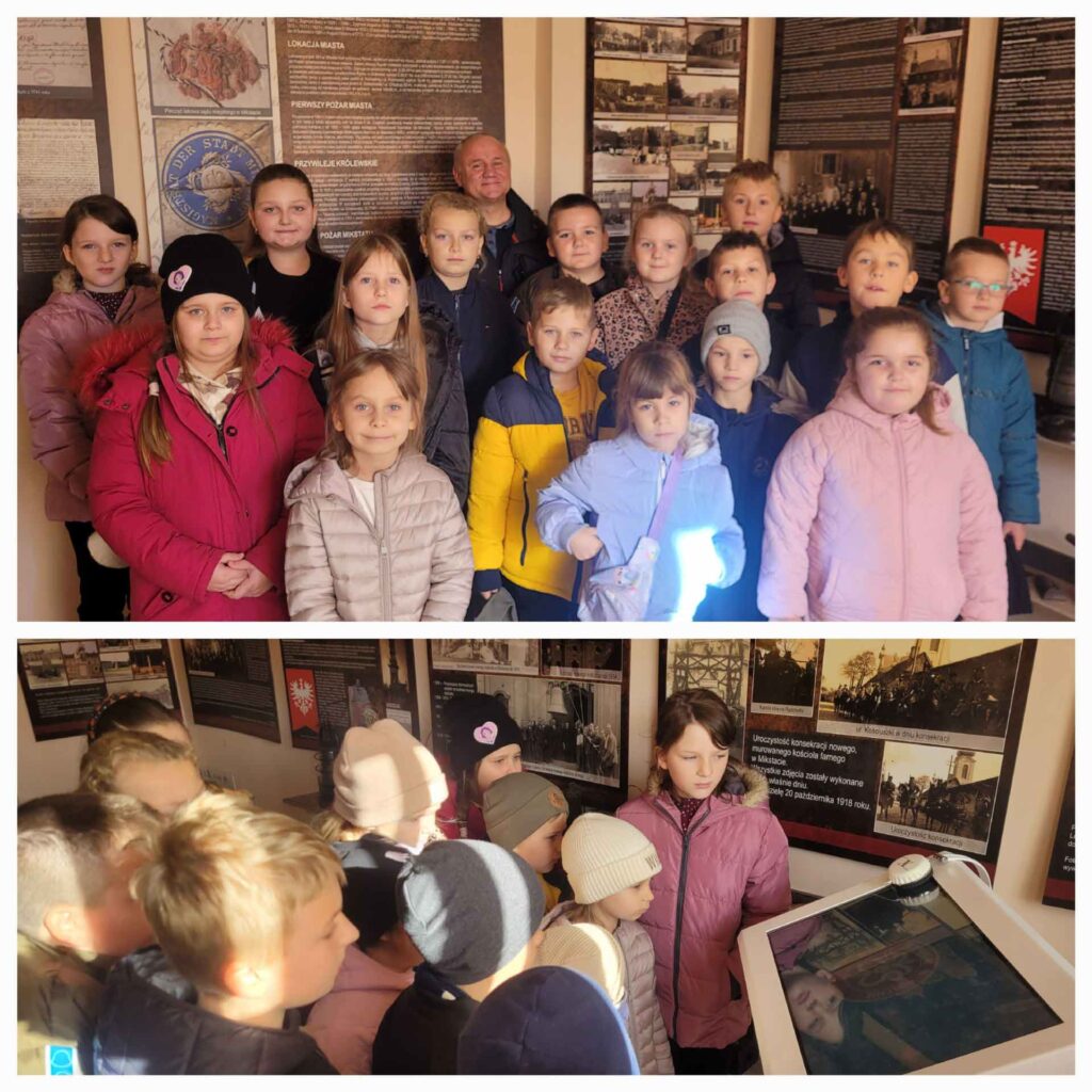 uczniowie klas I–III ze Szkoły Podstawowej w Biskupicach Zabarycznych odwiedzili Mikstat, biorąc udział w wycieczce edukacyjnej poświęconej historii miasta oraz lokalnemu dziedzictwu kulturowemu.