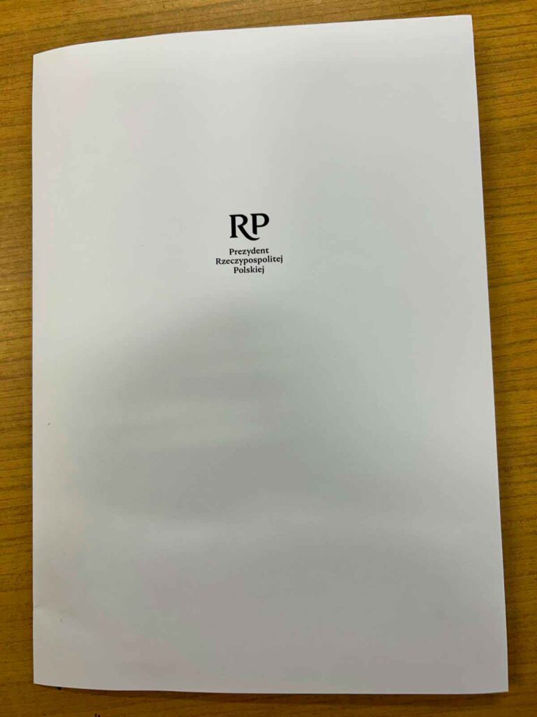 Podziękowanie od Prezydenta Rzeczypospolitej Polskiej