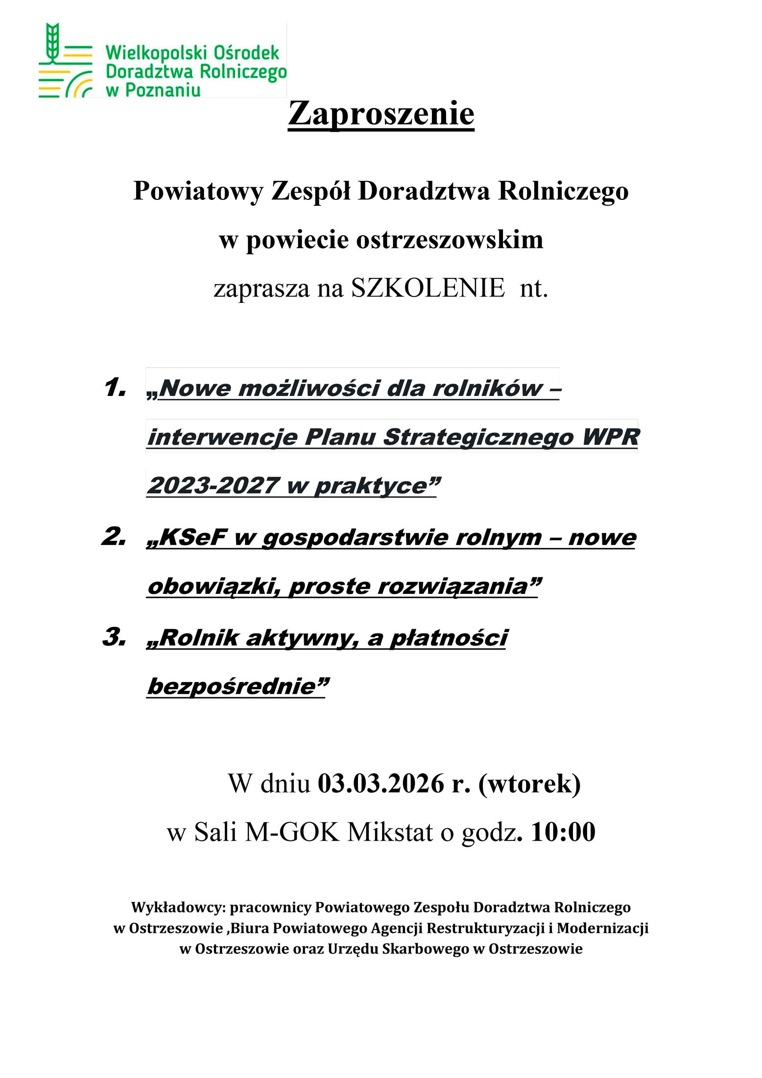 Szkolenie dla rolników