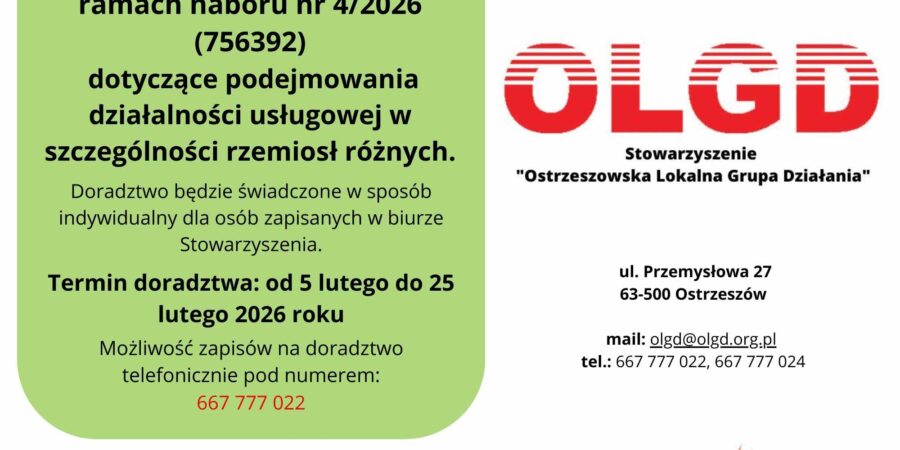 Bezpłatne doradztwo w ramach naboru