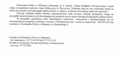 Ogłoszenie Policji w Mikstacie