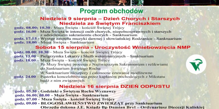Uroczystości Odpustowe w Diecezjalnym Sanktuarium Świętego Rocha w Mikstacie